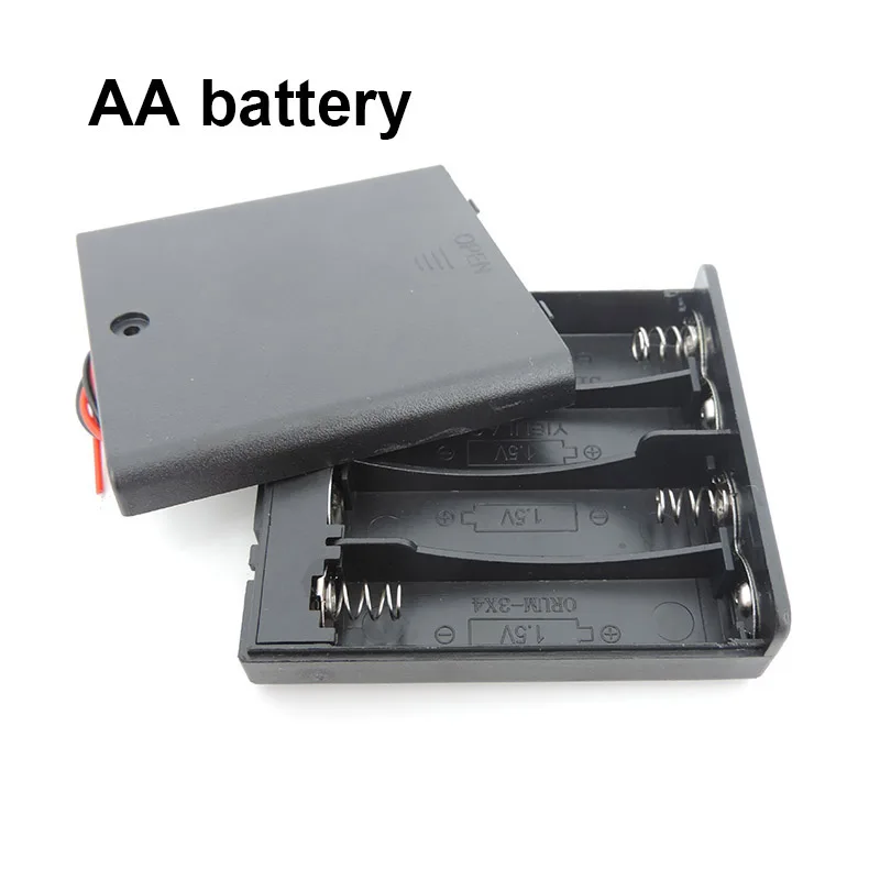 1pcs 3pcs Black 4 AA 6v 1.5v Battery Holder Box Case With Switch New 4AA Battery Holder Box Case With Switch h