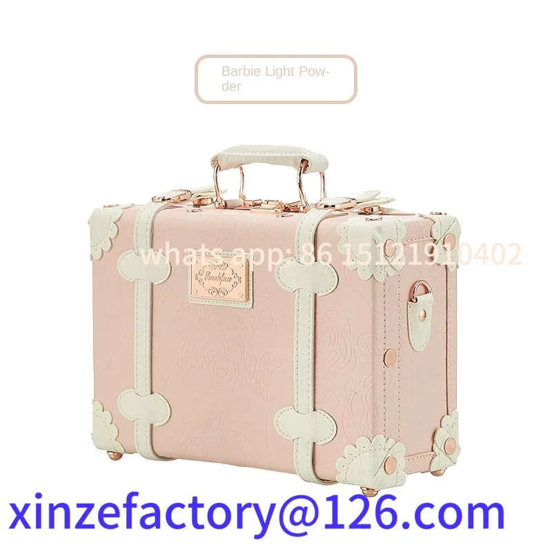 

Customizable 13/16/18 Inch Vintage Cosmetic Case Mini Carry-on Luggage Suitcase PU Lightweight Ready Bag Handbag Password Lock M