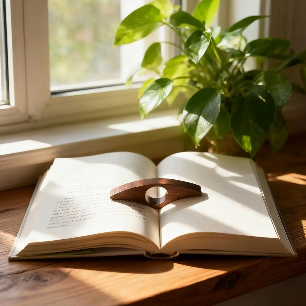 快適なグリップのブックツール、人間工学に基づいた木製ブックページホルダー、読書時の快適さのための親指リング、パーソナライズされたカスタム刻印木製
