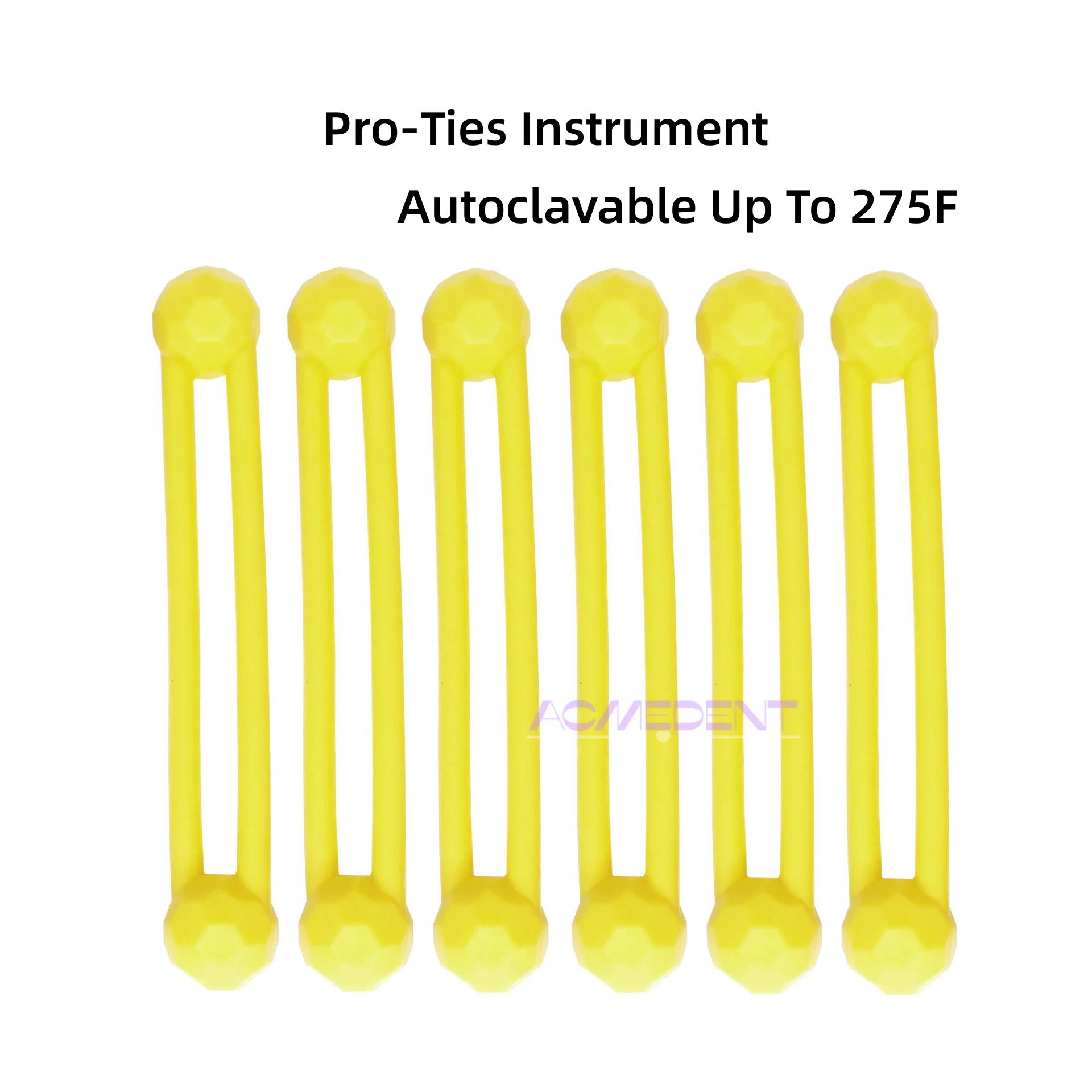 Pro-Ties Dental Instrument Silicone Ties Autoclavable Up To 275F, Yellow 6/Pack