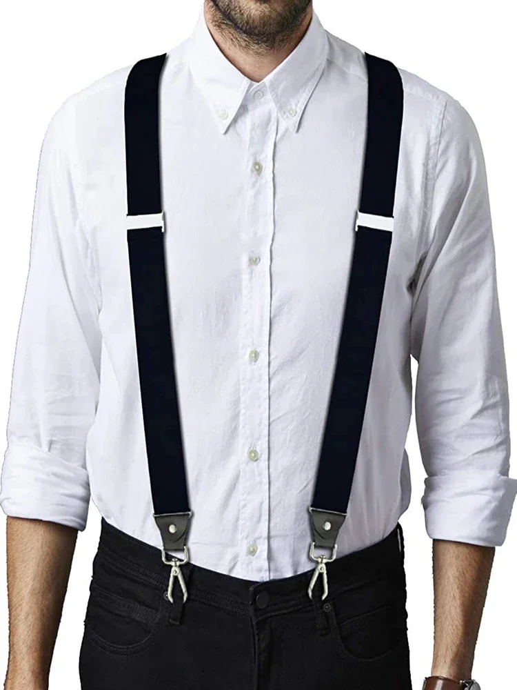 Bretelles robustes avec crochets pivotants pour hommes, jean de travail, dos en Y, grands et grands bretelles élastiques réglables pour pantalons, sangle à boucle de ceinture