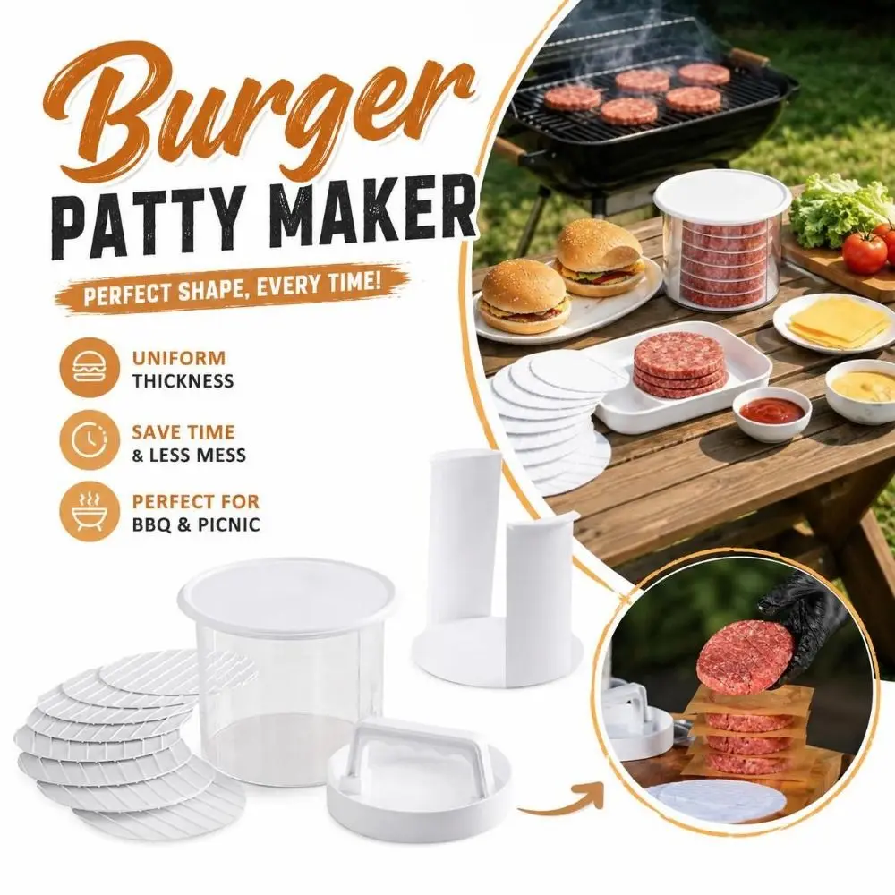 New Layered Burger Patty Maker Removable Separators White Burger Press Mold Reusable Hamburger Press Homemade Meals