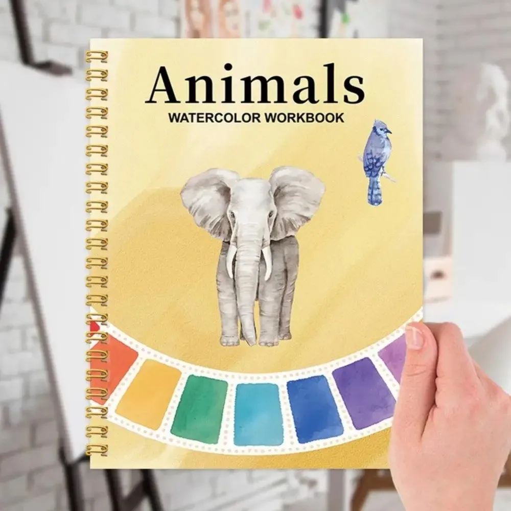 Quaderno di esercizi per acquerello adatto ai principianti con set di colori a 12 colori Artigianato d'arte Forniture per pittura Libro da colorare ad acqua con pennello