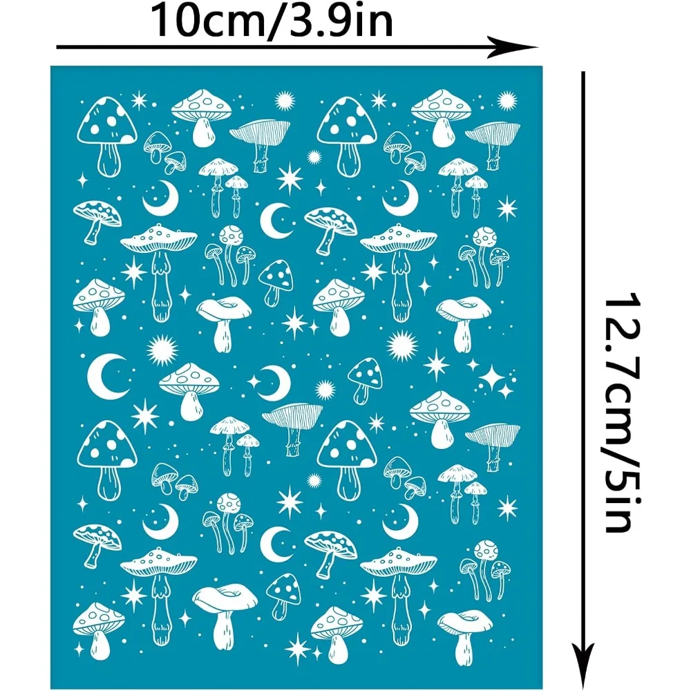 Clay Stencils Mushroom Pattern Non-Adhesive Silk Screen Printing Reusable Mesh Transfer Washable