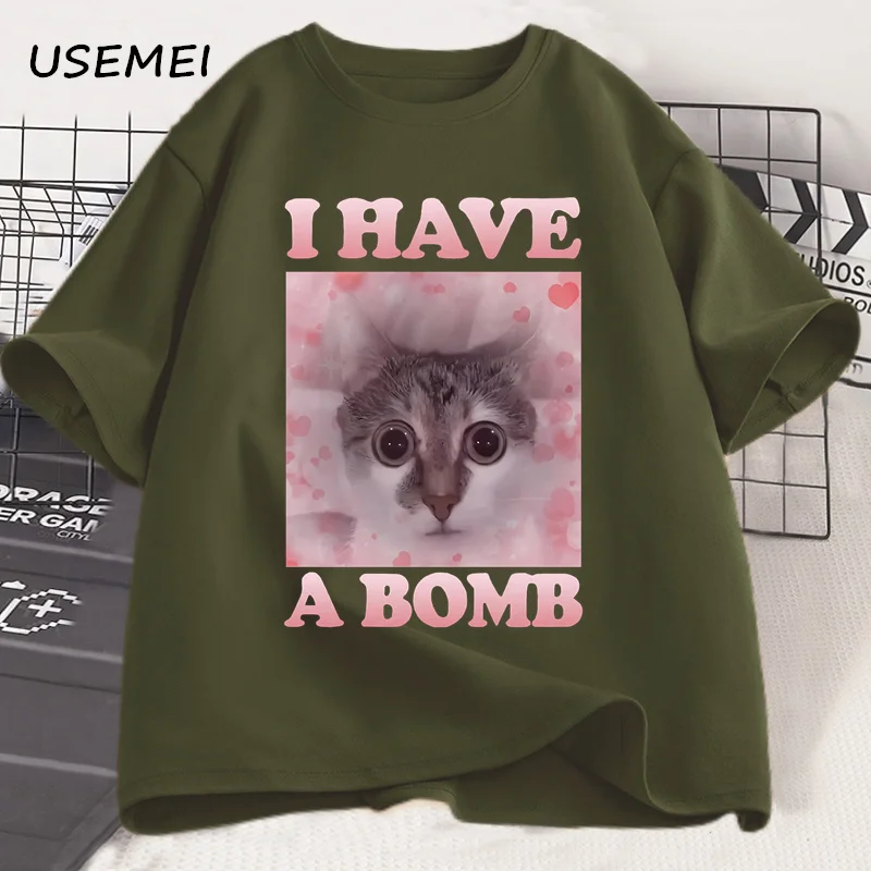 I Have A Bomb Funny Cat Dank Meme Tee Shirt Men Women Cat Lover Unhinged T-shirt Ugly T Shirts Casual Short Sleeve Mens Clothes - Image 4