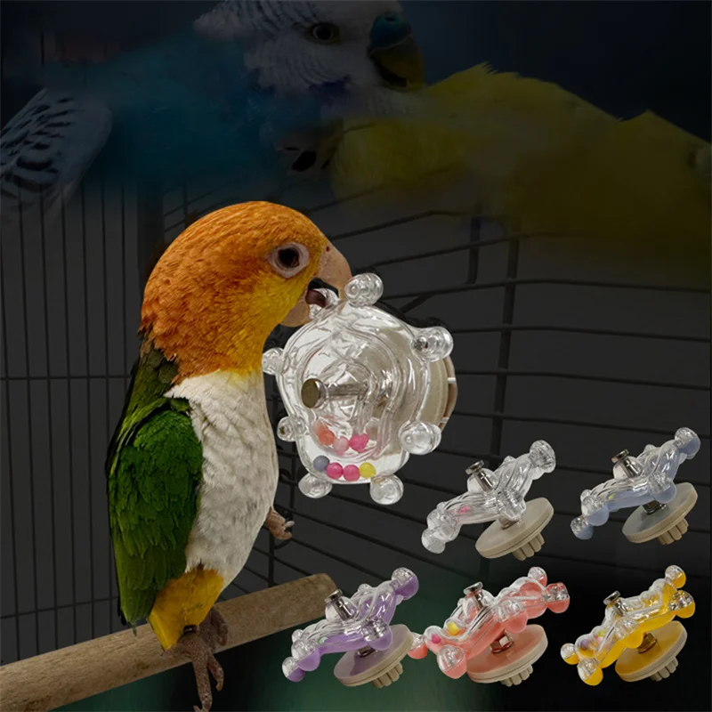 Colorful Pet Bird Parrot Interactive Toy Bird Turntable Hang Toys Sounding Ball Toys Stand Playing Cage Accessories Pet Supplies