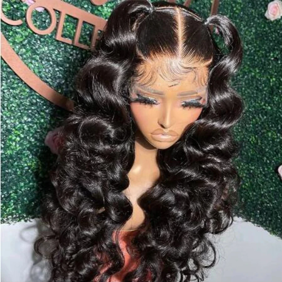 Soft Glueless Deep Wave Lace Front Wig Black 26inch Long 180 Density For African Women BabyHair Curly Preplucked Daily