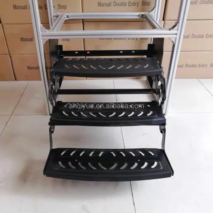 Aluminum Manual 3-Level RV Step Portable Folding Entry Step For RV Accessories