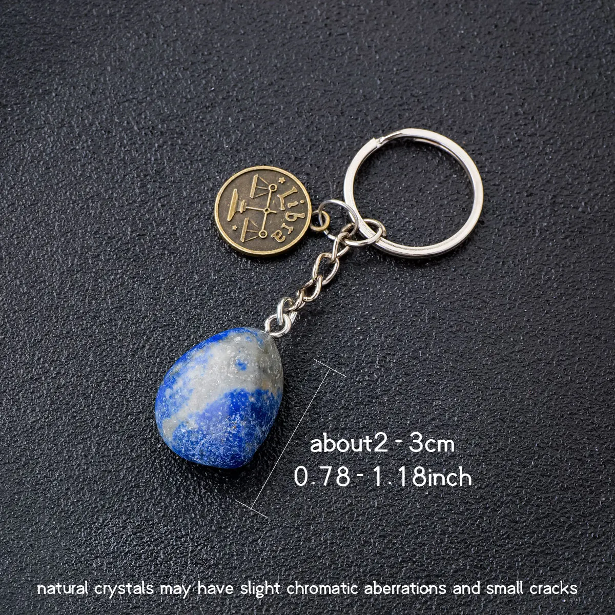 1PC Natural Gem Stone The Zodiac Keychains Clear Quartz Rolling Stones Amethyst Key Chain For DIY Car Key Rings Chains