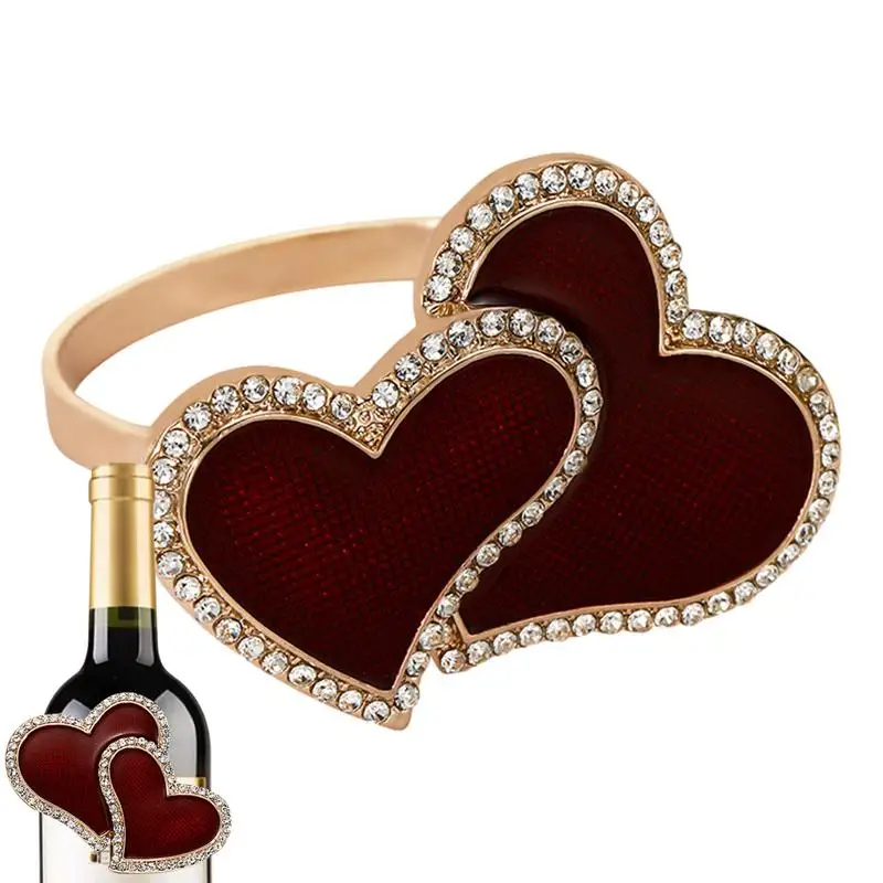 

Valentine's Day Napkin Rings Metal Double Heart-Shaped Holder For Tissue Alloy Table Decoration For Wedding Parties