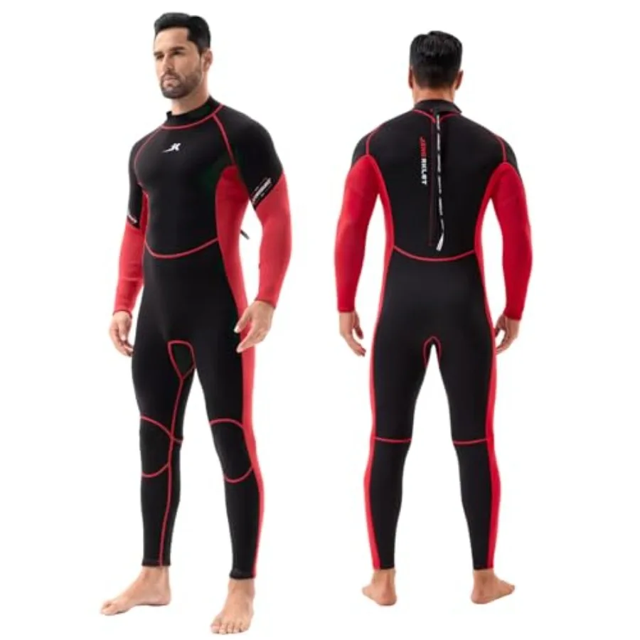 

Men's 3mm back zip full wetsuit for diving and swimming, neoprene, black, flexible and thermal insulation