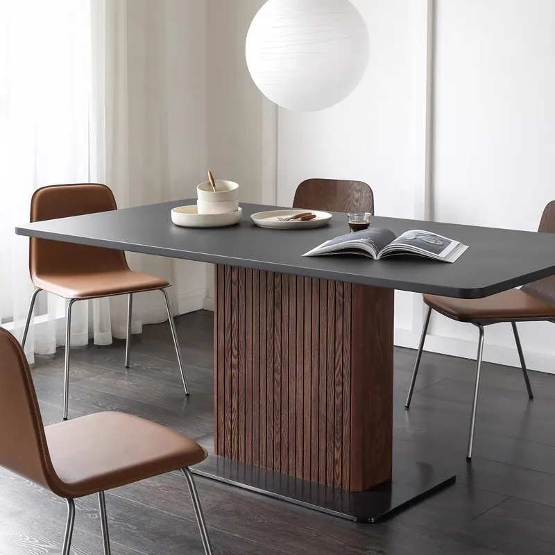 Picture 5: Italian simple solid wood home dining t able rectangular rock slab tabl e eating table creative long dining ta ble large long