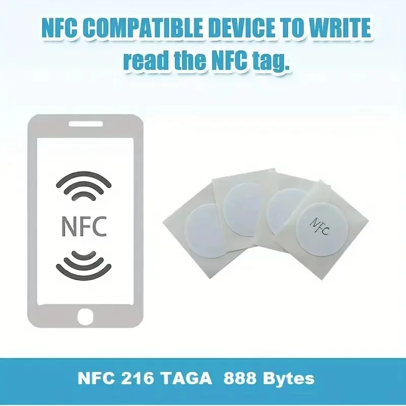 ملصق علامة NFC ذاتي اللصق ، علامة علامة تجارية ، شارة دورية رمزية ، Ntag216 ، من من ماركة Bytes ، من ماركة MHz ، ISO14443A ، 30: 50