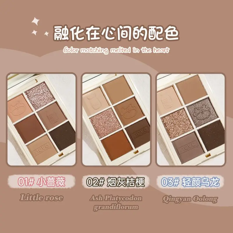 Multicolour Childlike 6 Colors Eyeshadow Palette Soft Touch Makeup Matte Glitter Eye Shadow Shimmer Pigmented Long-wear Cosmetic