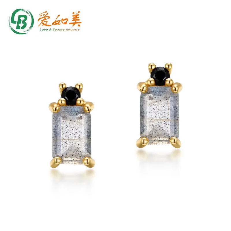 

Geometric Elongated Stone Earrings Fashionable and Versatile 18K Gold PT950 Platinum Silver Plated 7-layer Gold Earrings