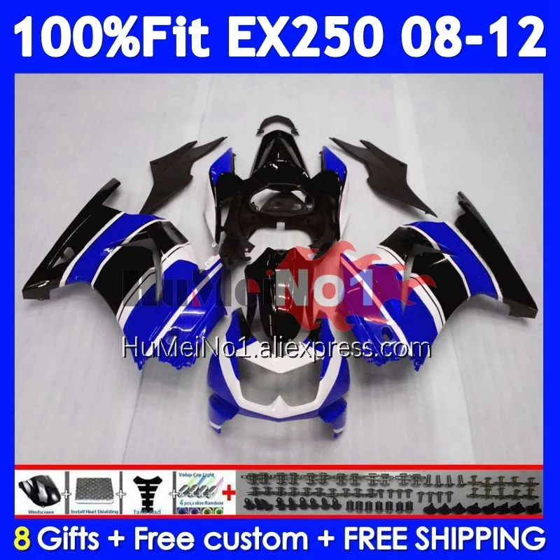 Bodys For KAWASAKI NINJA EX250 EX 250 R 250R 2008 2009 Blue black 2010 2011 2012 232No.173 EX250R EX-250 08 09 10 11 12 Fairing