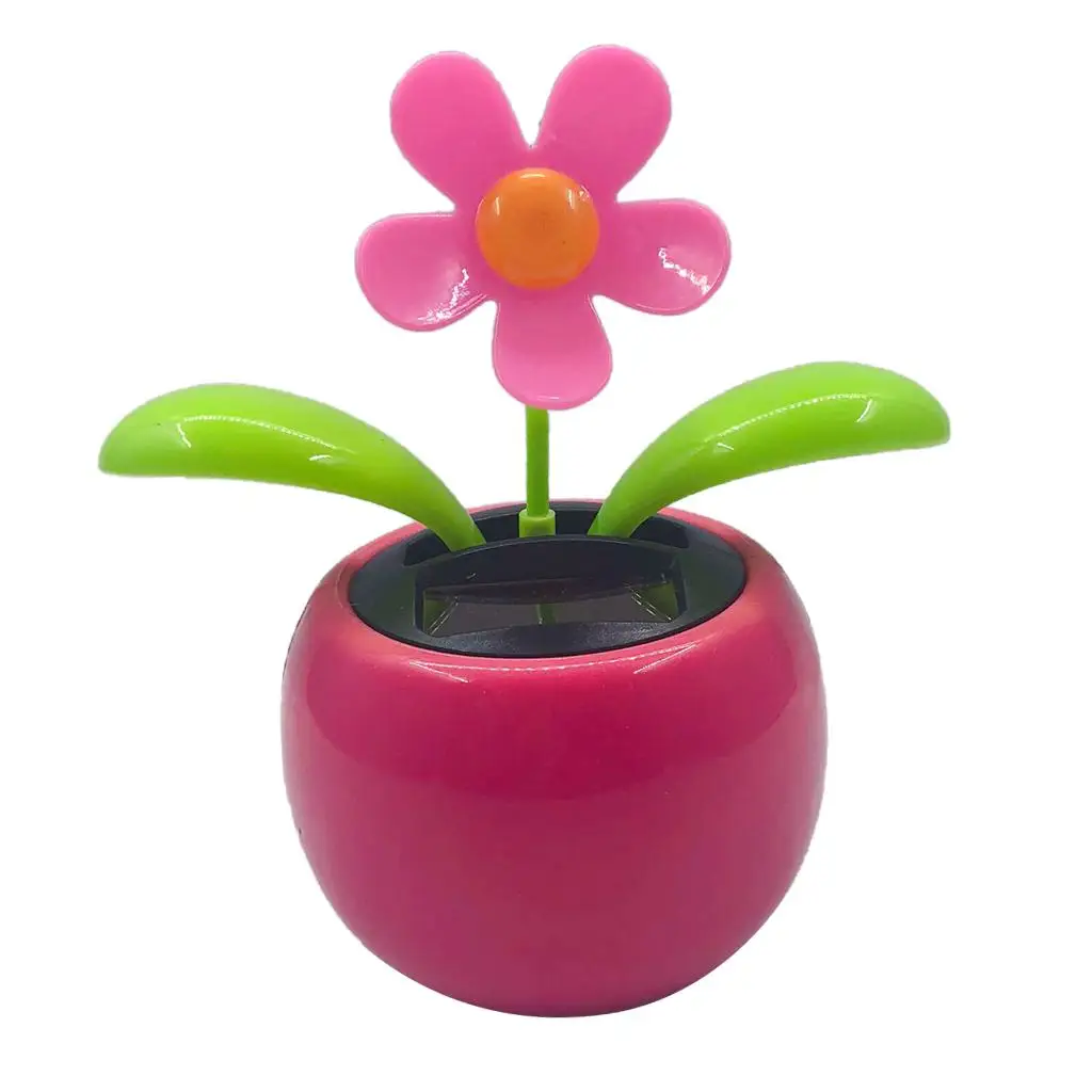 Solar Powered Flower Dancing Toy Car Pendant for Car Dahsboard Ornaments Home Decoration Nodding Swinging Dancing Doll Toy