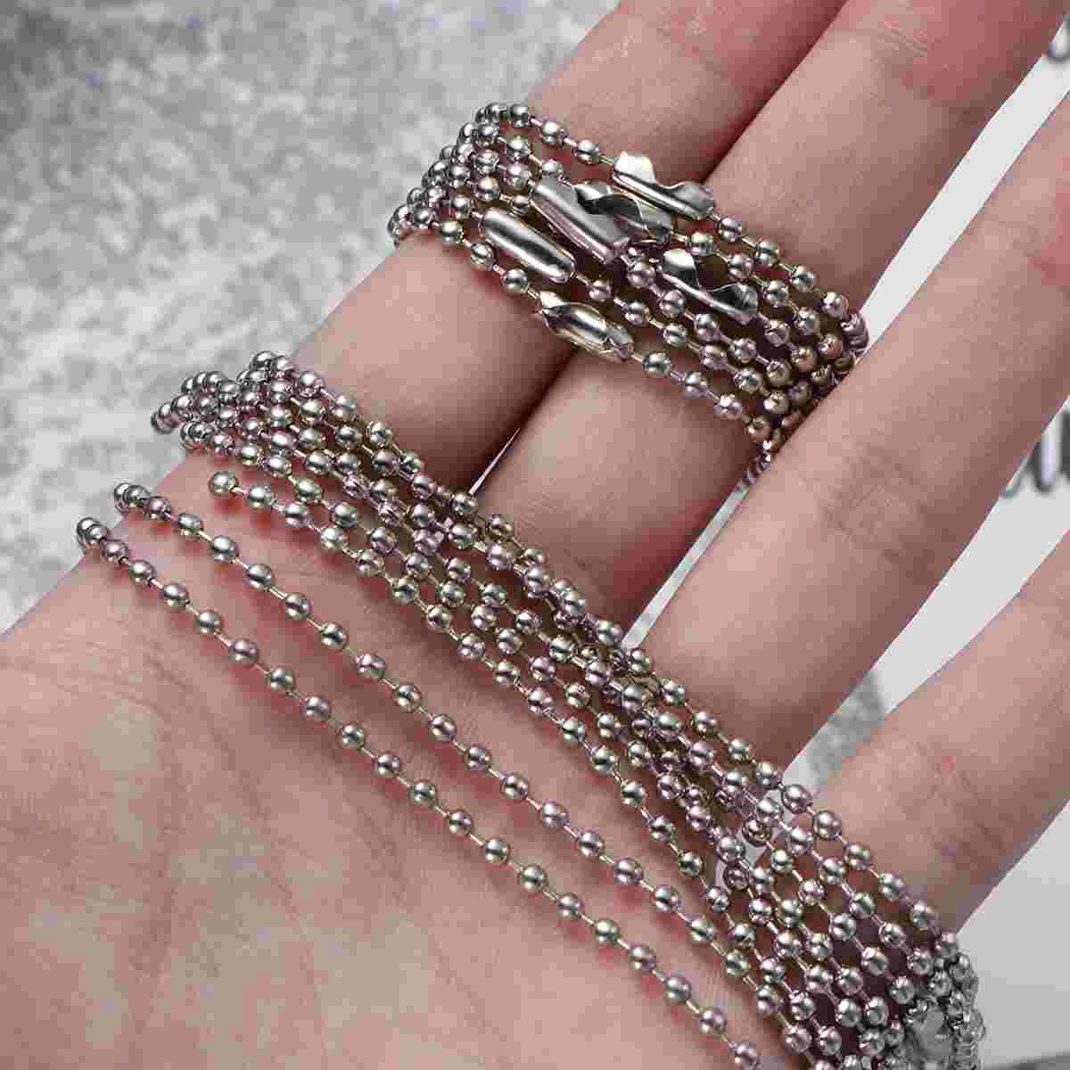 Key Rings for Jewelry Chain Ball Silver Tone Connector Clasp Chains Nickel Plated Tag