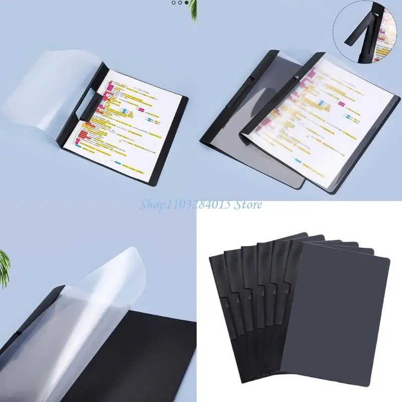 

R6FF 6Pcs File Paper Sleeves Document Folder with Side Open Rotating Clamp for Office