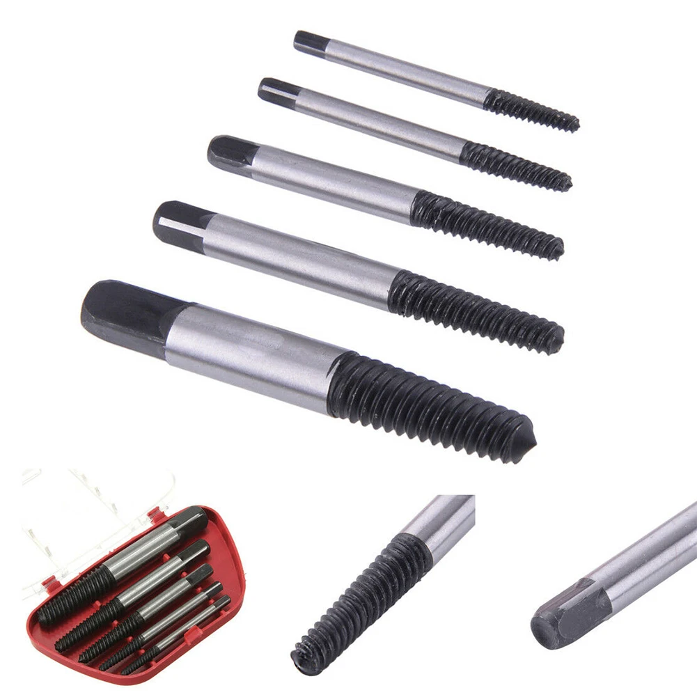 Remover Screw Extractor Silver +Black With Storage Box Bolt 4mm To 18mm 5 Sizes 5pcs Broken Chrome Vanadium Steel