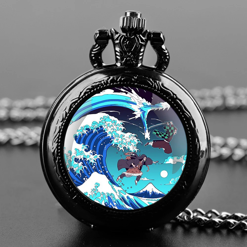 Anime Jujutsu Kaisen Demon Slayer Quartz Pocket Watch Men Women Pendant Necklace Chain Charm Clock Watch Jewelry Gifts