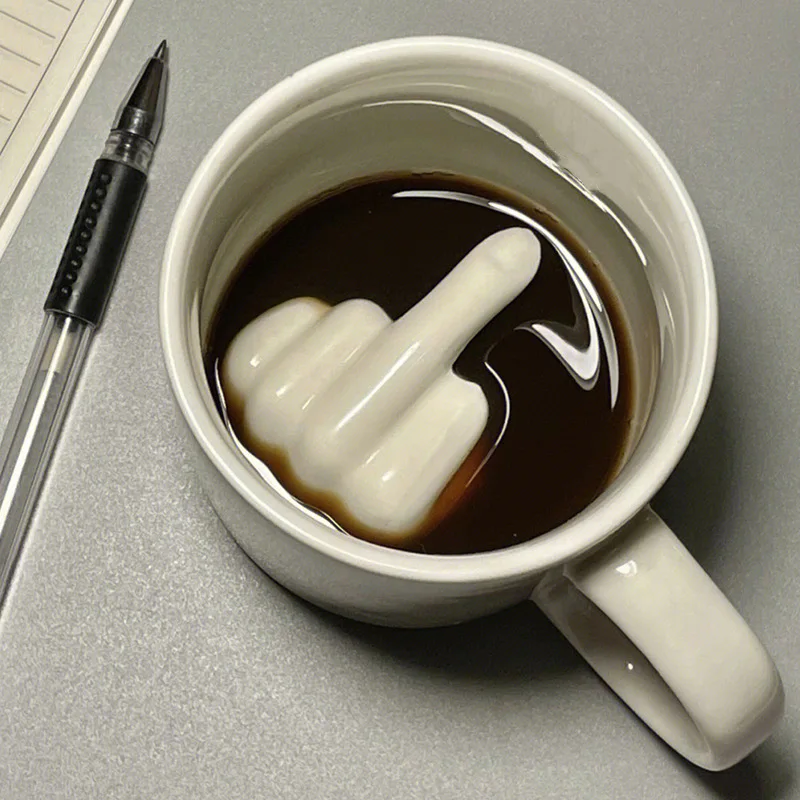 Creative middle finger cup ceramic cup funny cup mug gift water heat-resistant