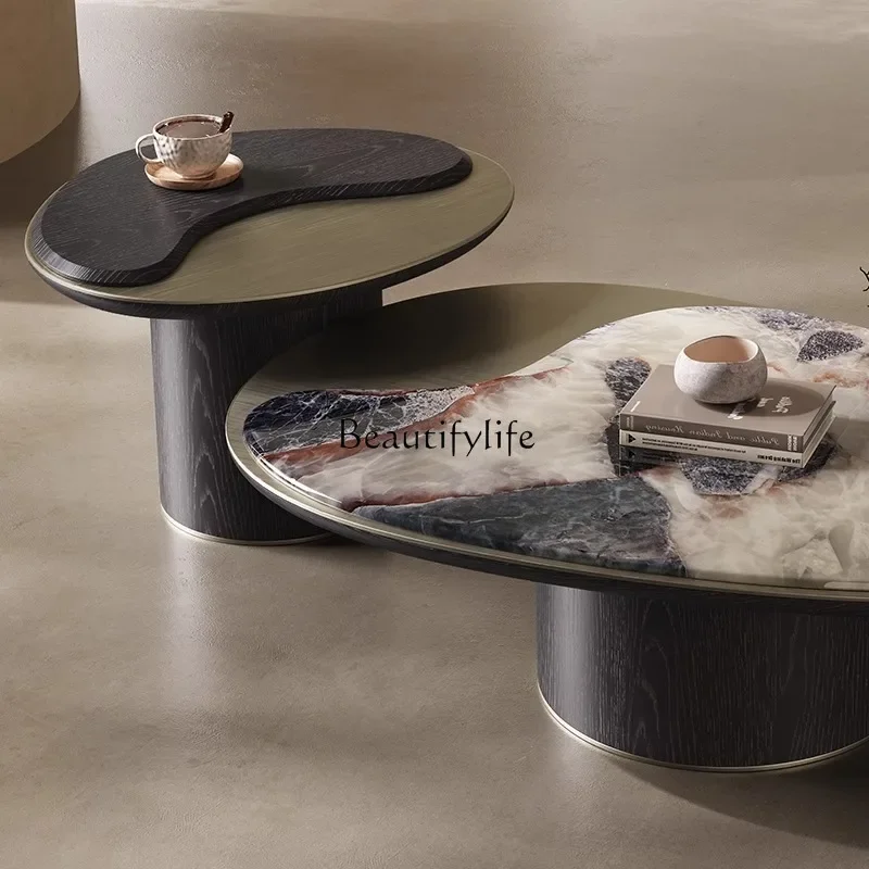 

yj21 Italian light luxury marble coffee table minimalist art small apartment living room home modern special-shaped combination