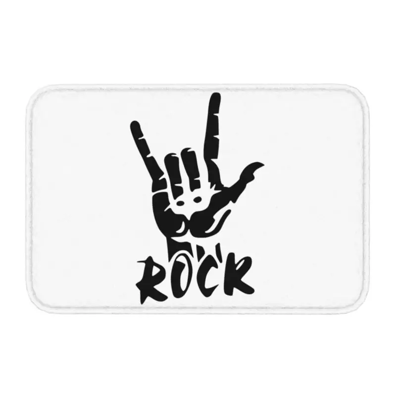 Custom Heavy Metal Rock Doormat Anti-Slip Entrance Kitchen Bath Retro Punk Gesture Door Floor Mat Balcony Rug Carpet