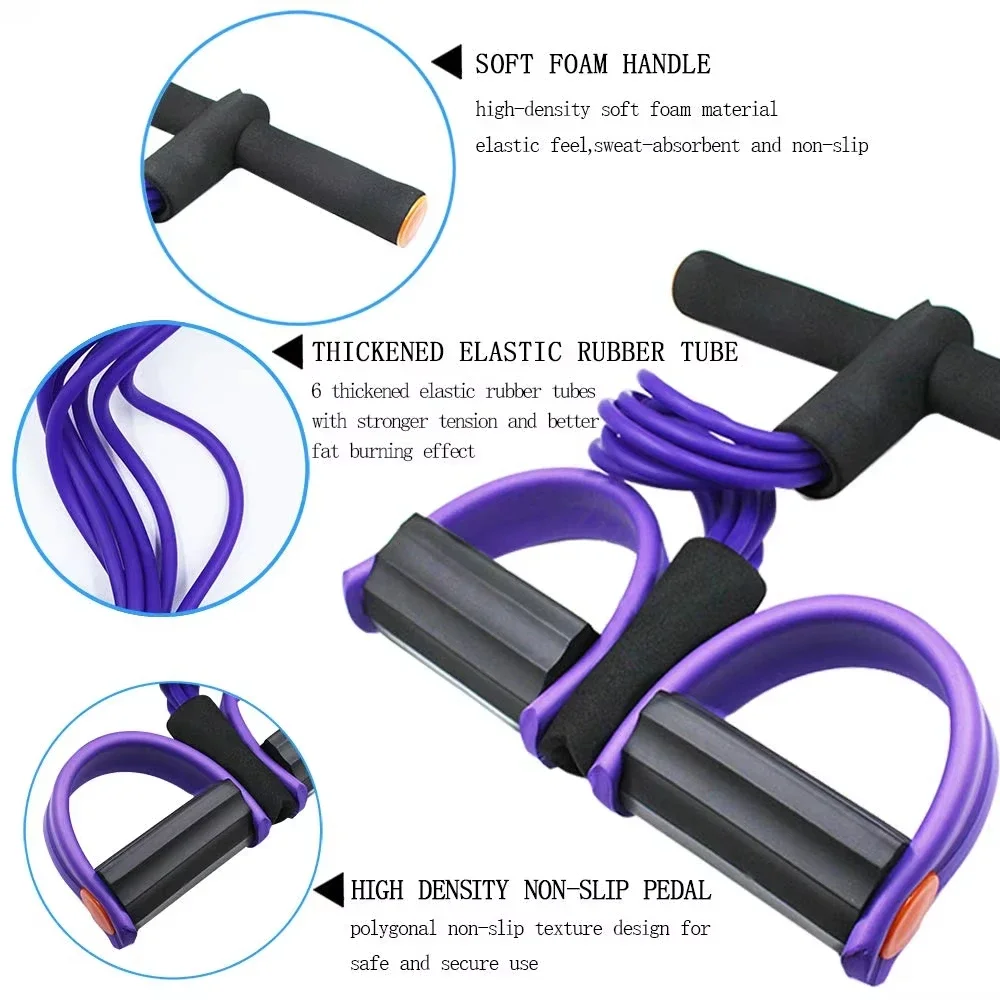 Banda para ejercicio de Yoga de 6 tubos, banda extractora de Pedal, cuerda elástica para tirar, Flexipull Weerstandstrainer, bandas de resistencia para Abdomen Wais H4R6