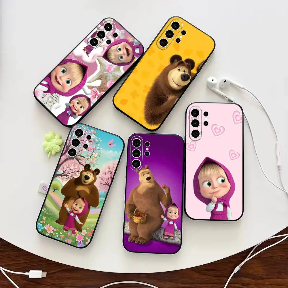 Masha the bear  Phone Case For Samsung S25,S24,S21,S22,S23,S30,Ultra,S20,Plus,Fe,Note,10,9,5G Black Cover