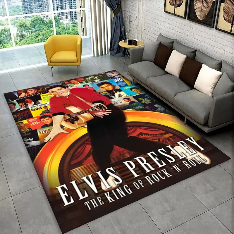 Retro The King E-Elvis Presley Non-Slip Area Rug for Living Room,Bedroom,Playroom,Soft Carpet Floor Mat Home Decor Rug  Room