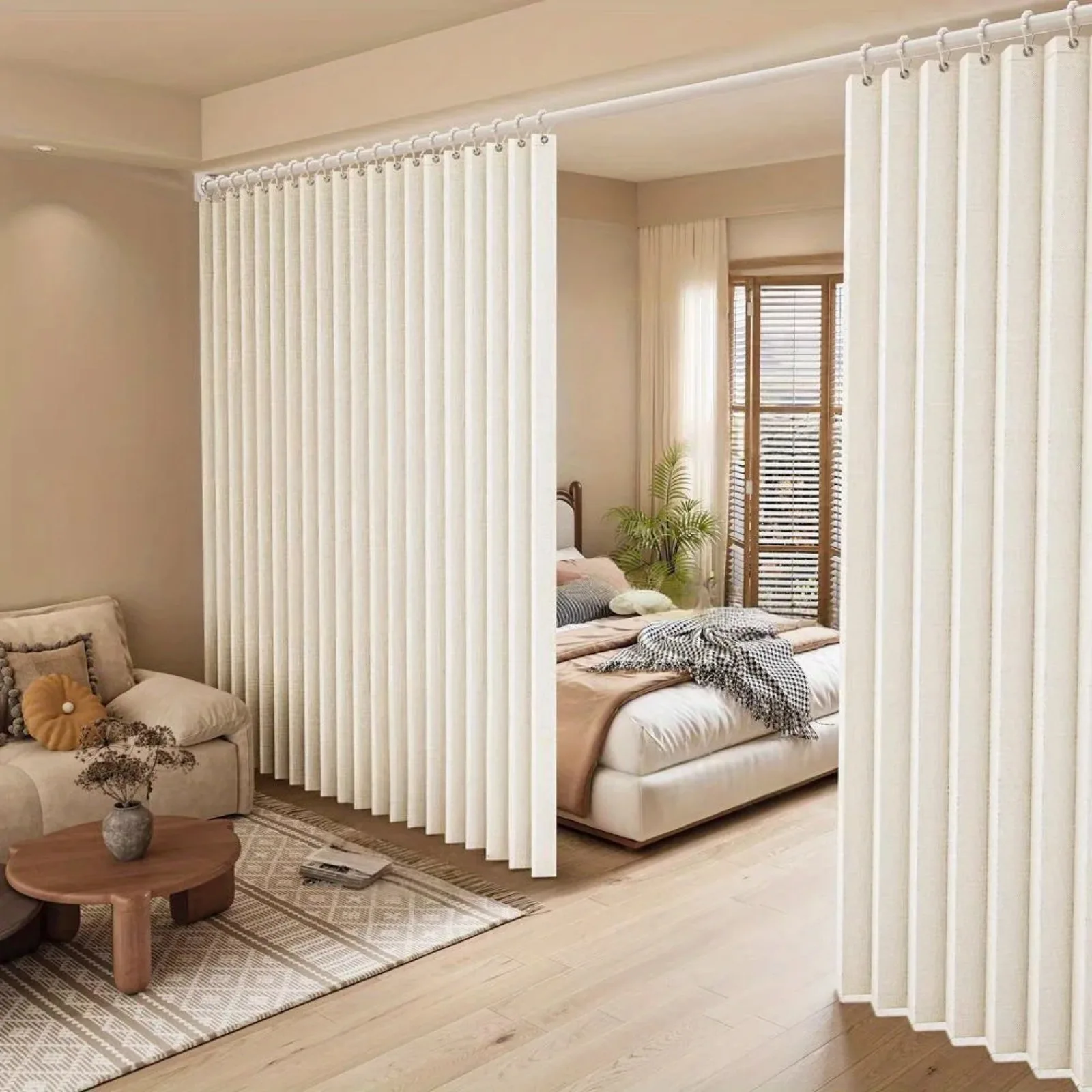 Privacy Curtain Room Divider Panel Fabric Hanging Partition Space Saving Blackout Doorway Curtain for Bedroom Closet Office