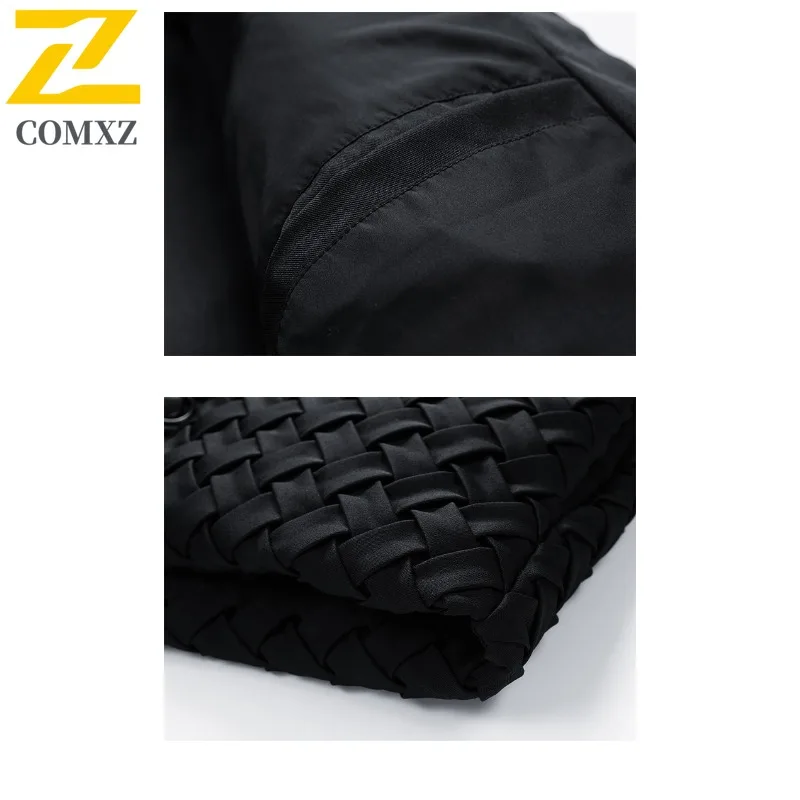 COMXZ الرجال أسفل سترة شعرية تصميم التخييم في الهواء الطلق سميكة الدافئة سترة الموضة الوقوف طوق يندبروف الخريف الشتاء معطف