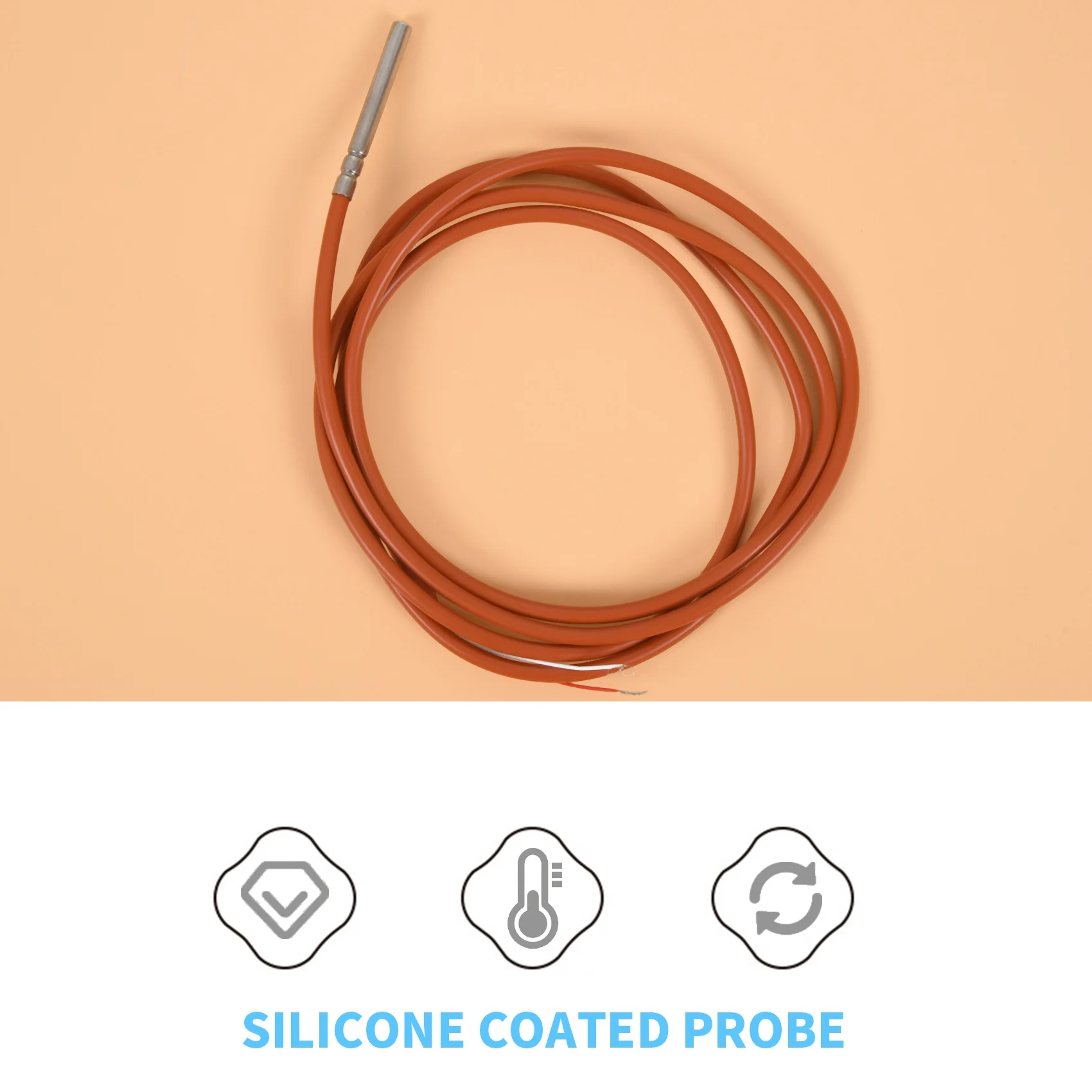 2 Draad Pt1000 Temperatuur Sensor Thermistor Siliconen Gel Gecoat 1.5Meter Sonde 45Mm X 5Mm-50-180 Celsius Rtds