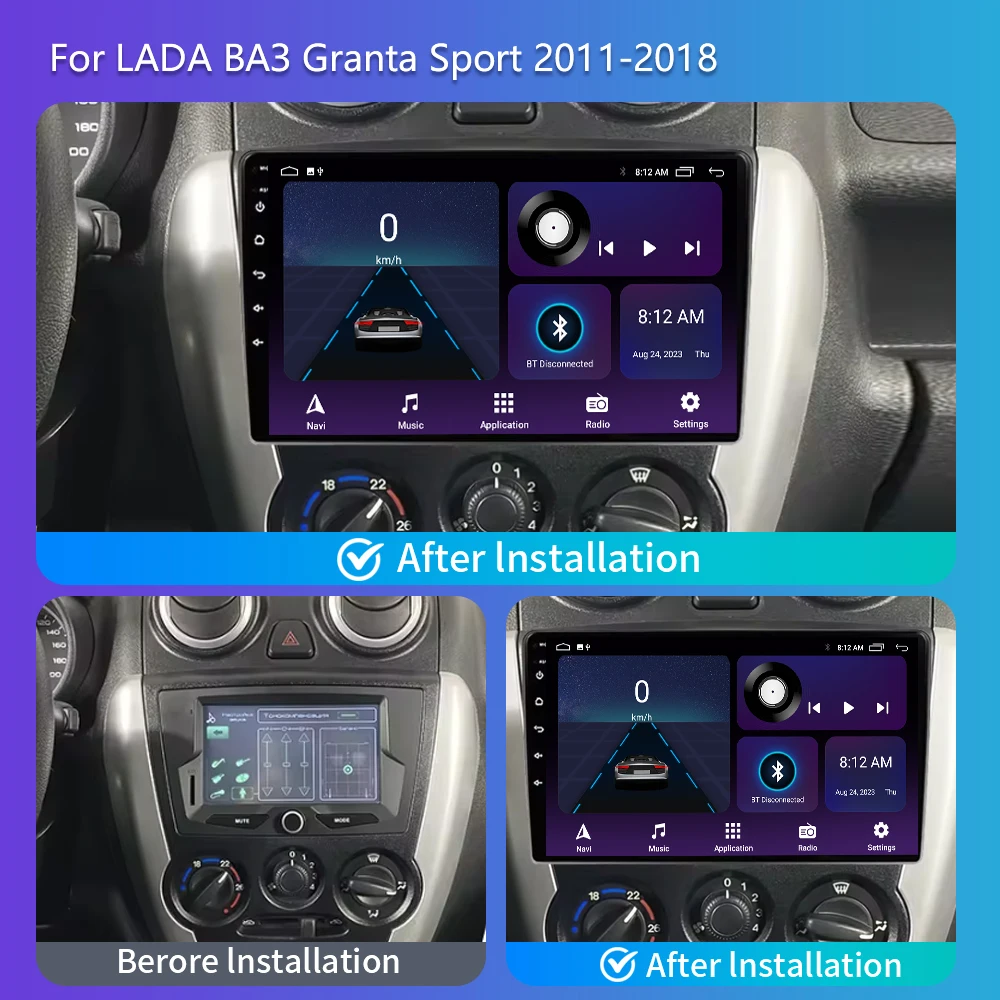 2Din Android13 Radio samochodowe multimedialny odtwarzacz wideo Dla LADA ВАЗ Granta Sport 2011-2018 GPS Stereo 5G Carplay Auto WIFI QLED DVD