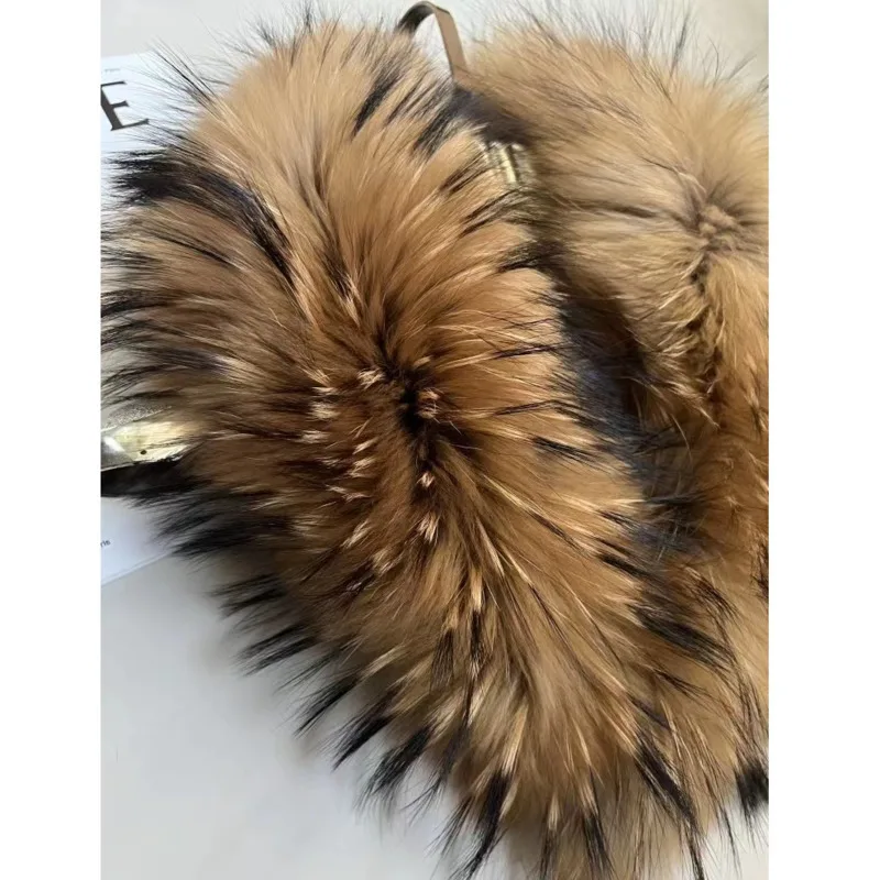 Raccoon Fur Collar Female Winter Fur Collar Coat Jacket Shawl Women Furry Fur Collar Scarves Neck Warmer Natural Fur Scarves view 3