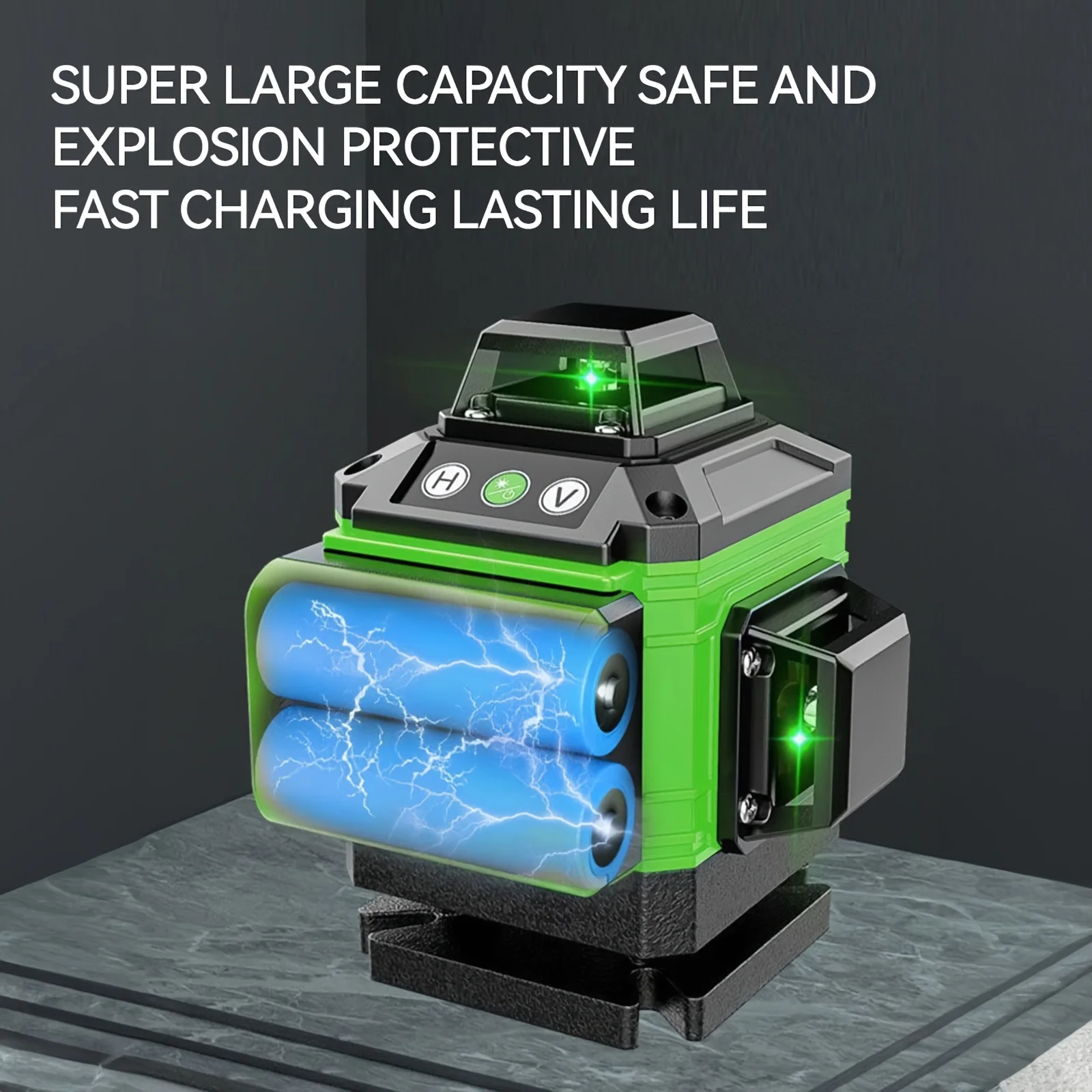 Livella laser 4D a 16 linee, linea verde, autolivellante, 360° ° Strumenti di livellamento orizzontale e verticale, livella laser a raggio verde, ricaricabile.
