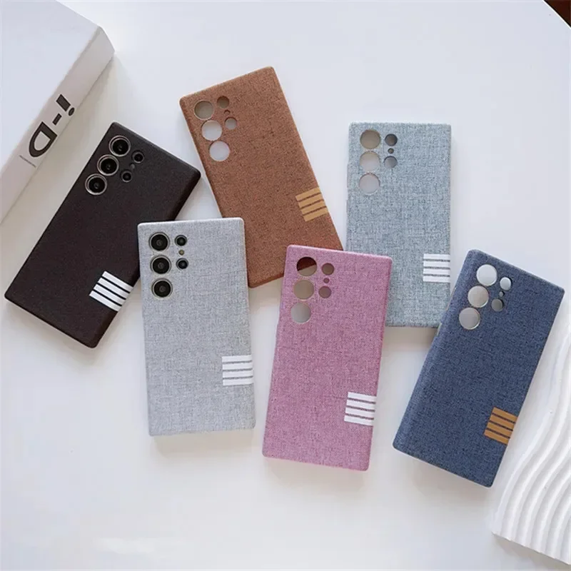 

Minimalism Linen Fabric Magnetic Wireless Charge Case For Samsung S25 S24 S23 Plus Ultra Slim Skin Feel Anti-Drop Protect Cover