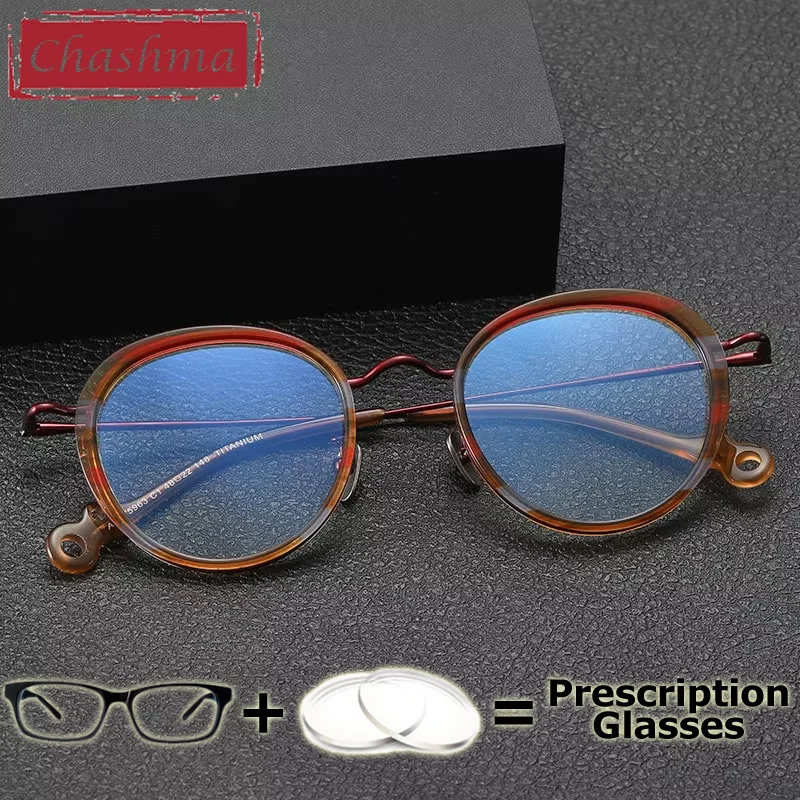 Chashma Prescription Glasses Women Fashion Acetate Titanium Eyewear Bridge 22mm Progressive Eyeglasses Frames Myopia Spectacles