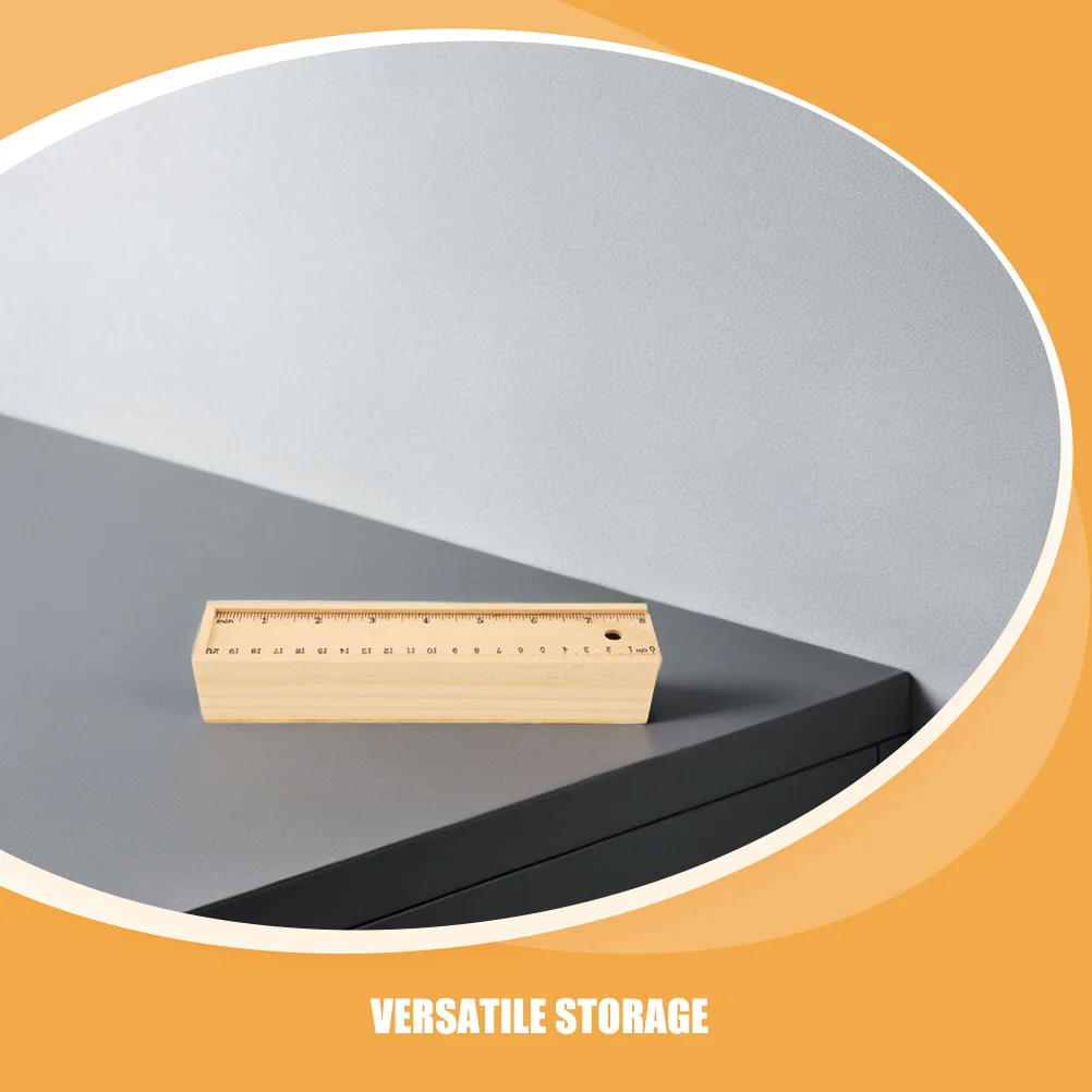 5 قطع مقلمة خشبية منزلقة مسطرة مدمجة متعددة الوظائف منظم قرطاسية صندوق أقلام رصاص خشبي مدمج لمكتب الطلاب