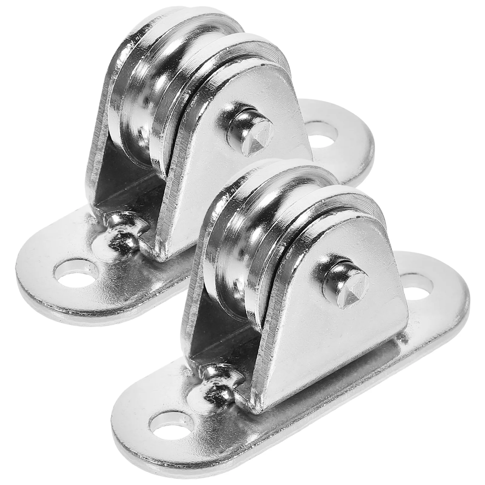 2 Pcs Pulley Block Ceiling for Garage Electric Pulleys Rope Lifting Heavy Duty Silver Lamp