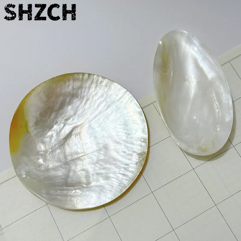 Mother of Pearl Caviar Server，Natural Abalone Shell Appetizer Dish with Inlaid Decoration，Elegant Wedding Dining Display Platter