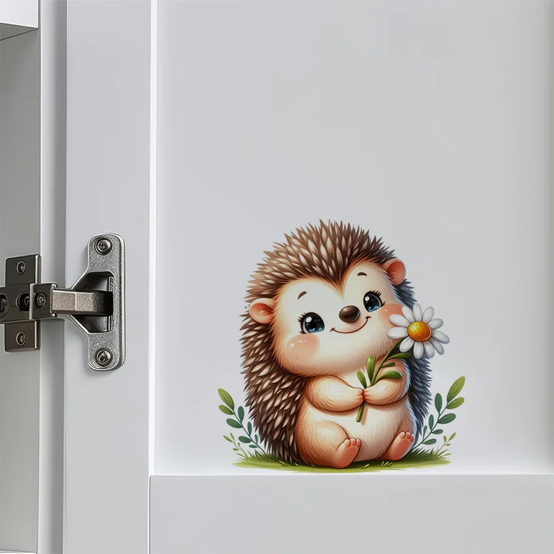 Cute Animals with Flower in Mouth Wall Decals - Self-Adhesive Stickers for Living Room, Bedroom, Bathroom, Fridge,Window