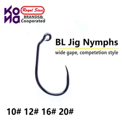 Royal Sissi new 40pcs set 2sizes assorted high performance wide gape jig nymph fly hooks short shank barbless tungsten bead hook