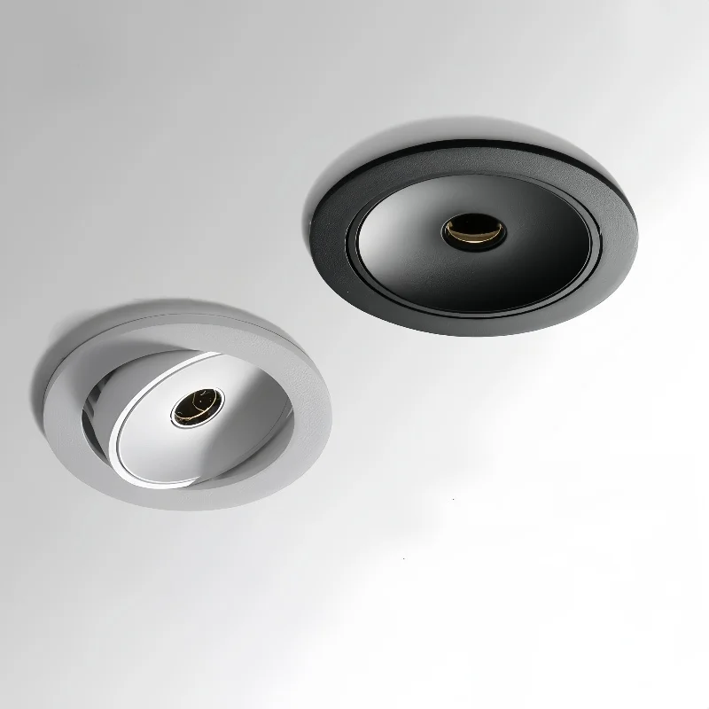 Small Round Hole Deep Anti-Glare Spotlights, Embedded Hotel Living Room and Bedroom Ceiling Lights, Adjustable Background Wall
