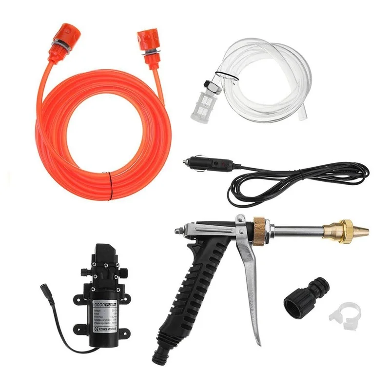 Portable 12V Car High Pressure Washer Gun with Water Pump Kit Car Cleaning Washing Machine Portable Washer Nozzle Gun