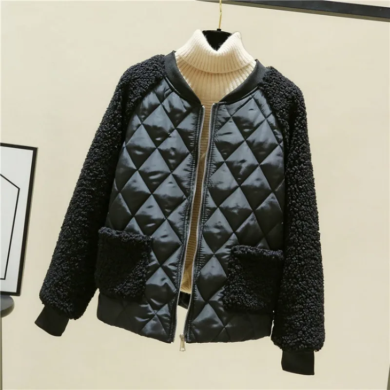 New cotton-padded jacket women short loose winter lamb down cotton jacket stand collar cotton-padded jacket fashion warm coatt