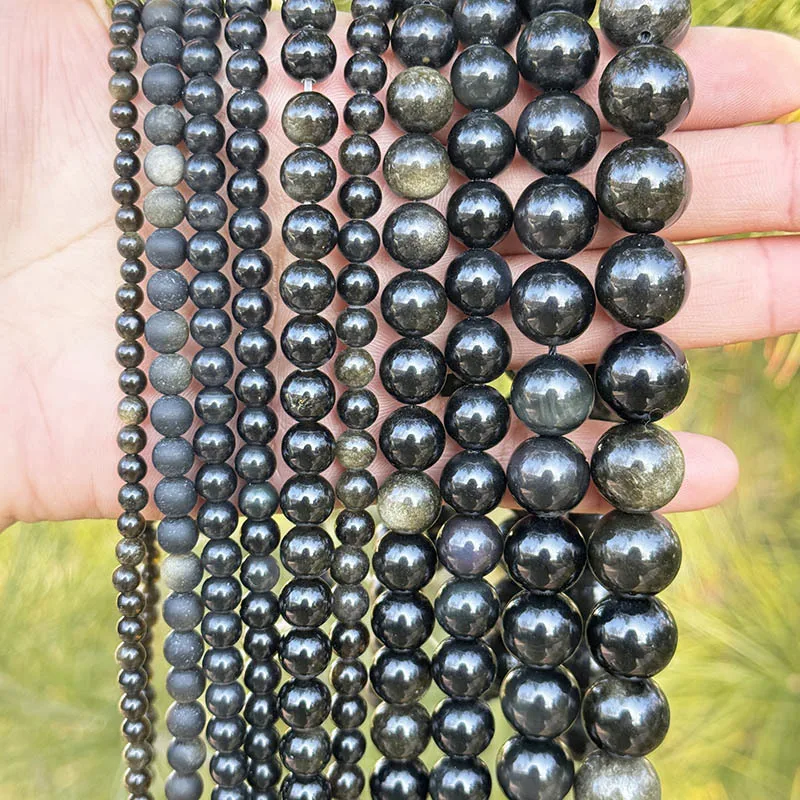 

Natural Gold Obsidian Round Stone Beads For Necklace Bracelat Jewelry Making DIY Loose Beads Strand 15 Inches 4mm/6mm/8mm/10mm