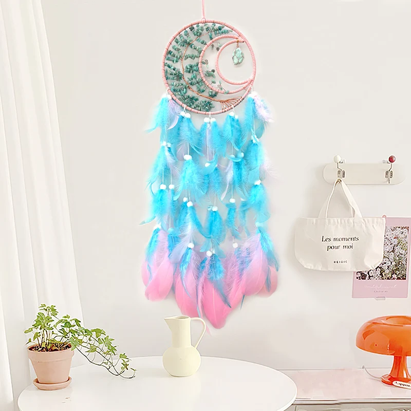 Crystal Stone Handmade Feathers Wind Chimes Dream Catcher Bedroom Hanging Ornaments Wall Pendants For Festival Gits Home Decor