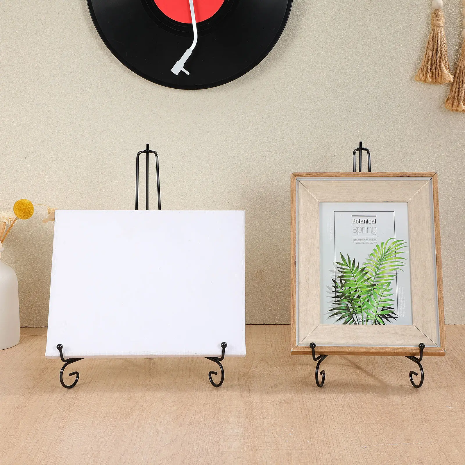 3Pcs Folding Metal Plate Stands Iron Display Easel Photo Frame Holder Tabletop Display Rack for Plates Bowls Vinyl Records